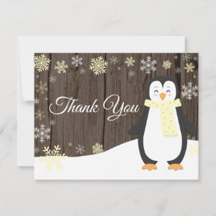 Winter-Pinguin-Schneeflocke Gelbe Dankeskarten Dankeskarte