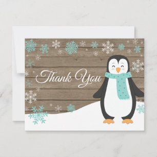 Winter Pinguin Snowflake Aqua Danke Karte