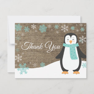Winter Pinguin Snowflake Aqua Danke Karte
