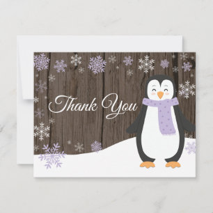 Winter Pinguin Snowflake Lila Danke Karte