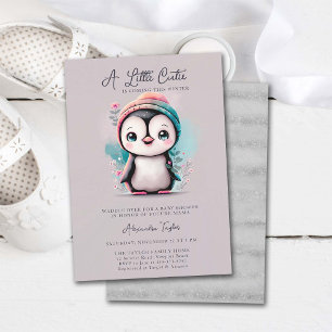 Winter Pinguin Süsse Pink Aquamarin Girl Baby Dusc Einladung