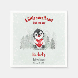 Winter Pinguin Valentines Boy Baby Dusche Serviette