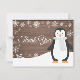 Winter Pinguin Weiße Schneeflocke Dankeskarte