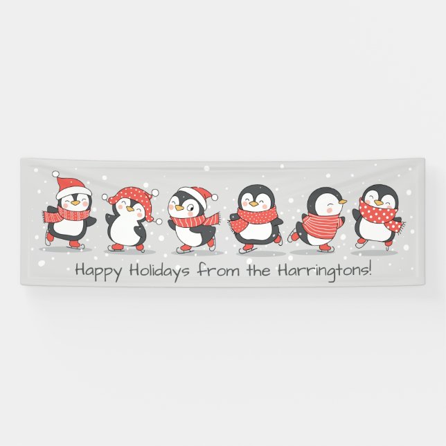 Winter Pinguine-Banner mit benutzerdefiniertem Tex Banner (Horizontal)