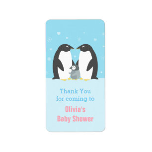 Winter-Pinguinfamilie Baby Shower Dekoratives Etik Adressaufkleber