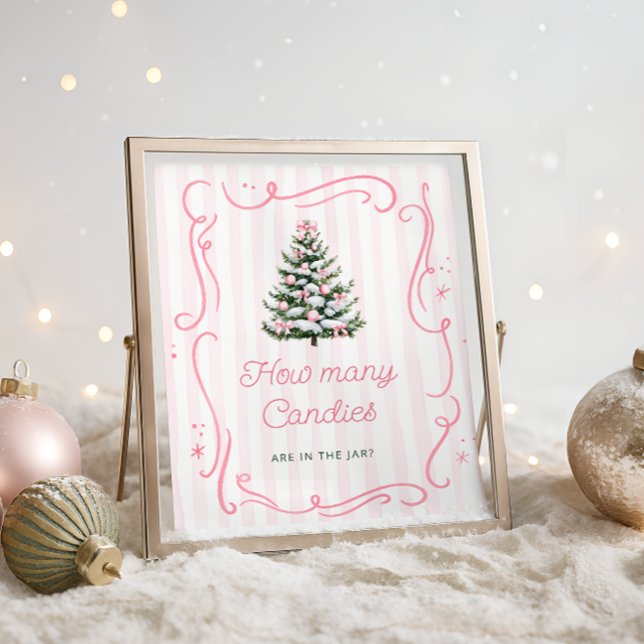 Winter Pink Bow Baby Shower Guess How Many Candies Poster (Von Creator hochgeladen)