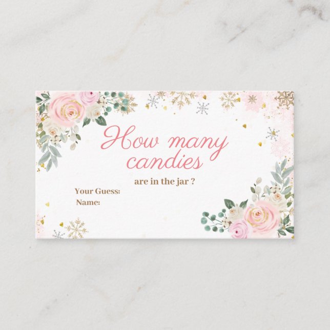 Winter Pink florale Schneeflocken wie viele Canons Begleitkarte (Vorderseite)