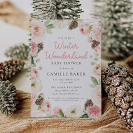Winter Pink Girl Baby Dusche Einladung