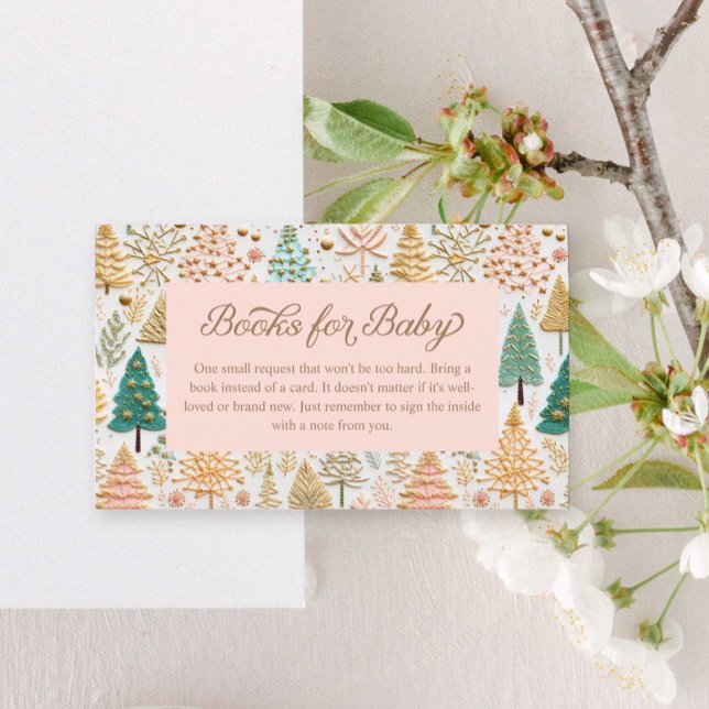 Winter Pink Girl Babydusche Anfrage Begleitkarte (Winter Girl Baby Shower Books for Baby Card )