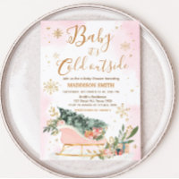 Winter Pink Gold Snowflake Babydusche