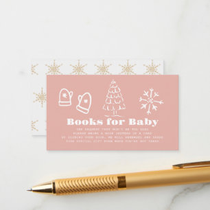 Winter Pink Handgezeichnete Babyparty-Buch-Anfrage Begleitkarte