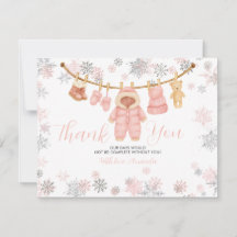Winter Pink Mädchen Baby Shower Schneeblumen Danke