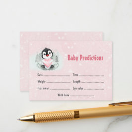 Winter Pink Pinguin Baby Shower Game Vorhersagen Begleitkarte