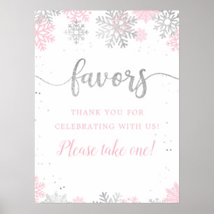 Winter Pink Silver Snowflake Favoriten Bitte nehme Poster