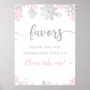 Winter Pink Silver Snowflake Favoriten Bitte nehme Poster