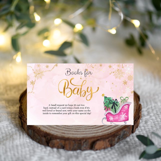 Winter Pink Sleigh Baby Showbücher für Baby Begleitkarte (Von Creator hochgeladen)
