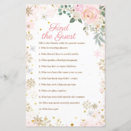 Winter Pink Snowflake Floral Finden Sie den Gast