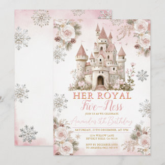 Winter Pink Snowflake Her royal fiveness Birthday Einladung
