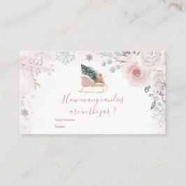 Winter Pink Snowflake Sleigh How Many Candies Begleitkarte