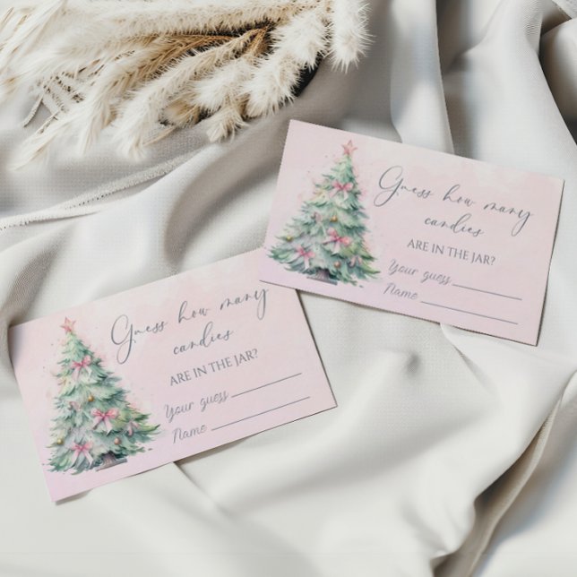 Winter pink Weihnachtsbaum erraten, wie viele Bonb Begleitkarte (Von Creator hochgeladen)