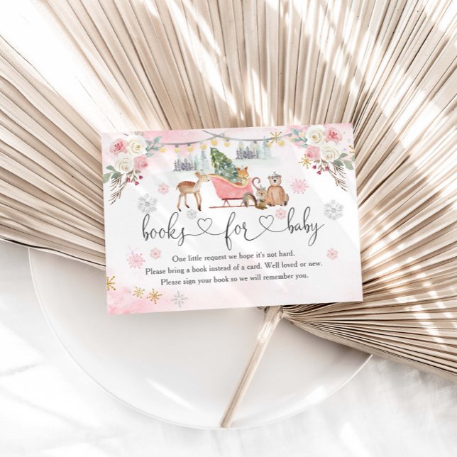 Winter Pink Woodland Tiere Mädchen Bücher für Kind Begleitkarte (Von Creator hochgeladen)