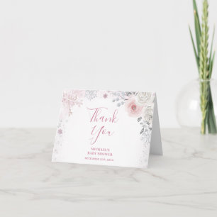 Winter Pinke Schneeflocke Schlitten Baby Shower Ge Dankeskarte