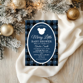 Winter Plaid Merry Little Baby Shower Blue Einladung