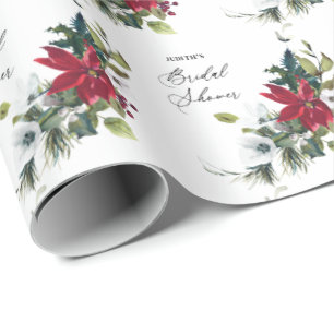 Winter Poinsettia Brautparty Geschenkpapier