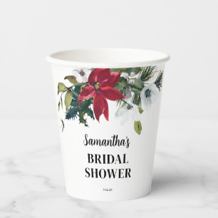 Winter Poinsettia Brautparty Pappbecher