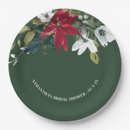 Winter Poinsettia Brautparty Pappteller