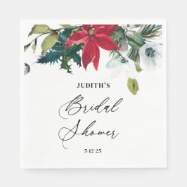 Winter Poinsettia Brautparty Serviette