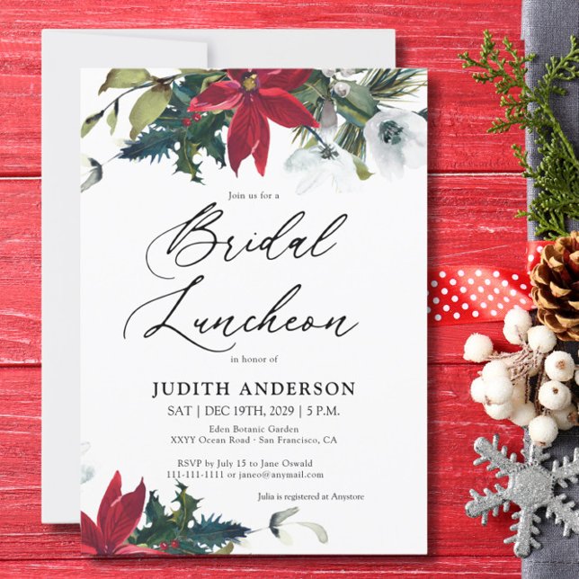 Winter Poinsettia Bridal Luncheon Einladung (Von Creator hochgeladen)