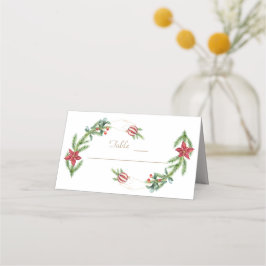 Winter Poinsettia Pine Berry Weihnachtsfeier Platzkarte