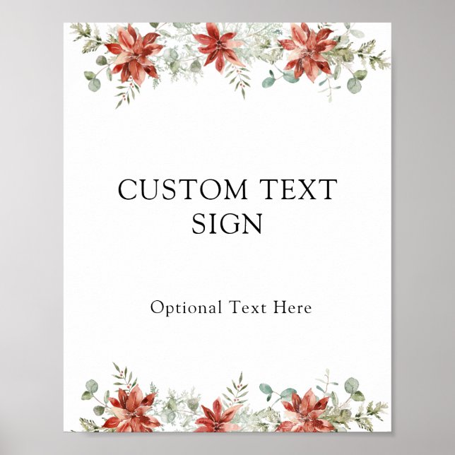 Winter Poinsettias benutzerdefiniertes Textzeichen Poster (Vorne)