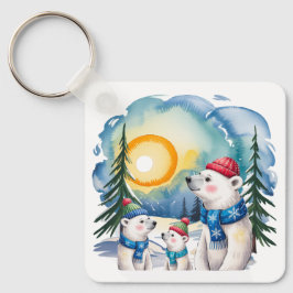 Winter Polar Bär Familie Weihnachten individuell a Schlüsselanhänger