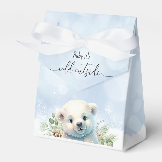 Winter-Polar-Bären Cold Outdoor Blue Baby Dusche Geschenkschachtel (Vorderseite)