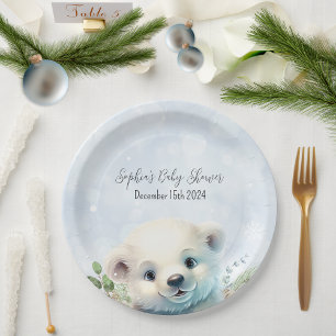 Winter-Polar-Bären Cold Outdoor Blue Baby Dusche Pappteller