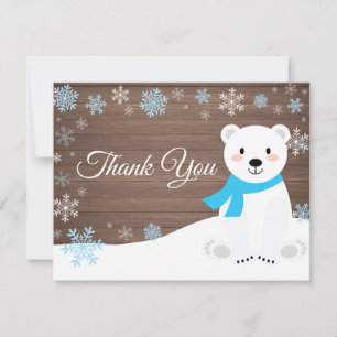 Winter Polar Bären Snowflake Blau Dankeschön Karte