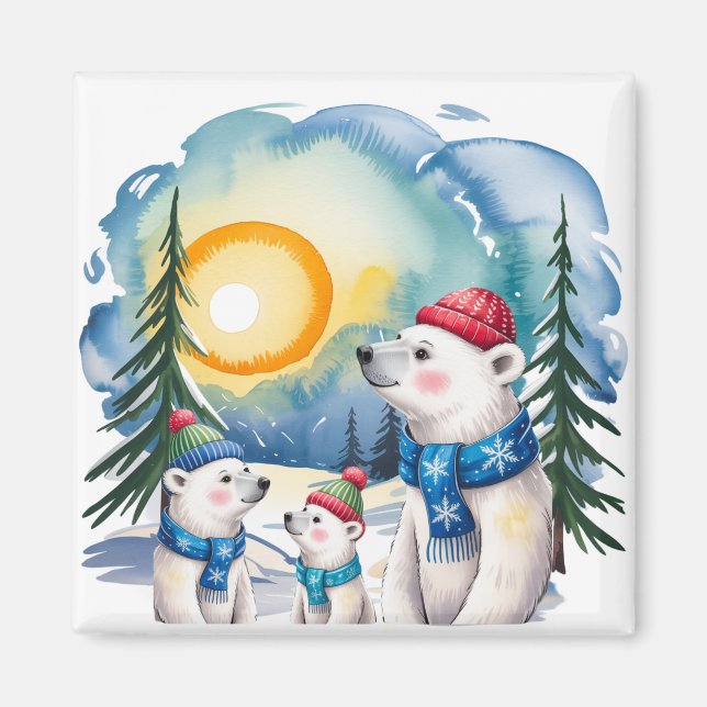 Winter Polar Bären Weihnachten Magnet (Vorne)