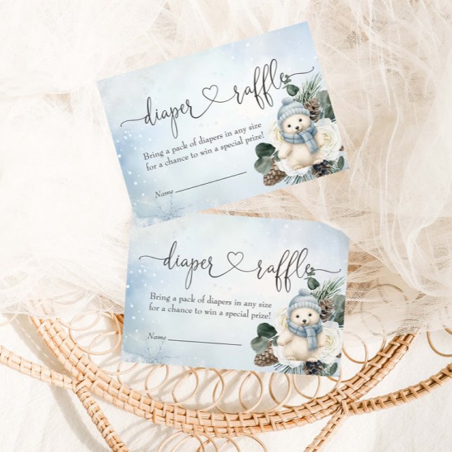 Winter Polar Bärenjunge Babydusche Windelwindeln Begleitkarte (Von Creator hochgeladen)