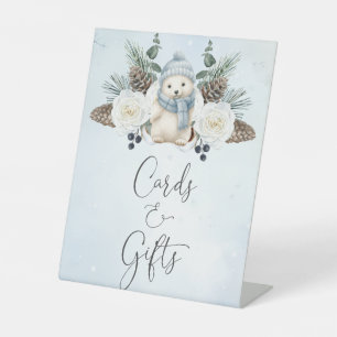 Winter Polar Bärenjunge Babyduschkarten und Gesche Sockelschild