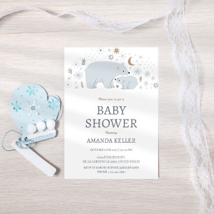 Winter Polar Bear Baby Dusche Einladung