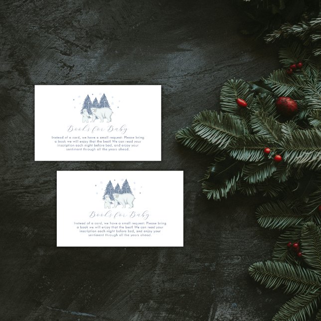 Winter Polar Bear Books For Baby Shower  Begleitkarte (Winter Polar Bear Books For Baby Shower Enclosure Card)