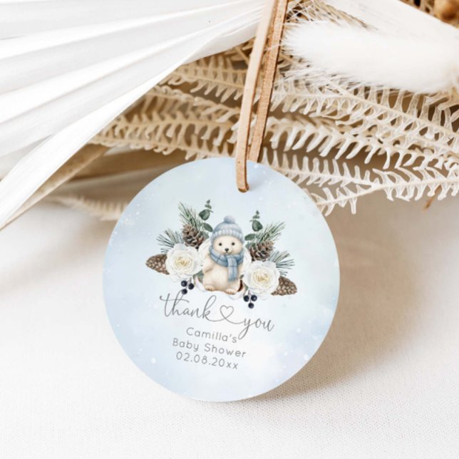 Winter Polar Bear Boy Baby Dusche Geschenkanhänger (Von Creator hochgeladen)