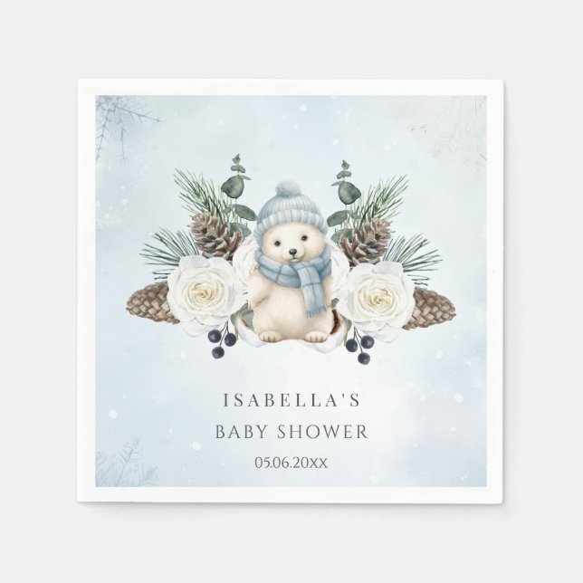 Winter Polar Bear Boy Baby Dusche Serviette (Vorderseite)