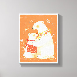 Winter Polar Bear Mom & Baby Cozy Nordic Canvas Leinwanddruck