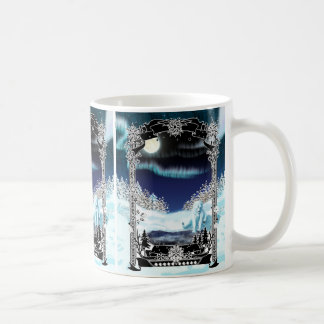 Winter Polar Bear Pond with Aurora Kaffeetasse