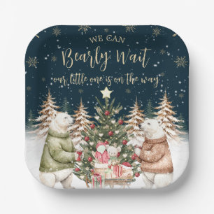 Winter Polar Bear Snowflake Babydusche Pappteller
