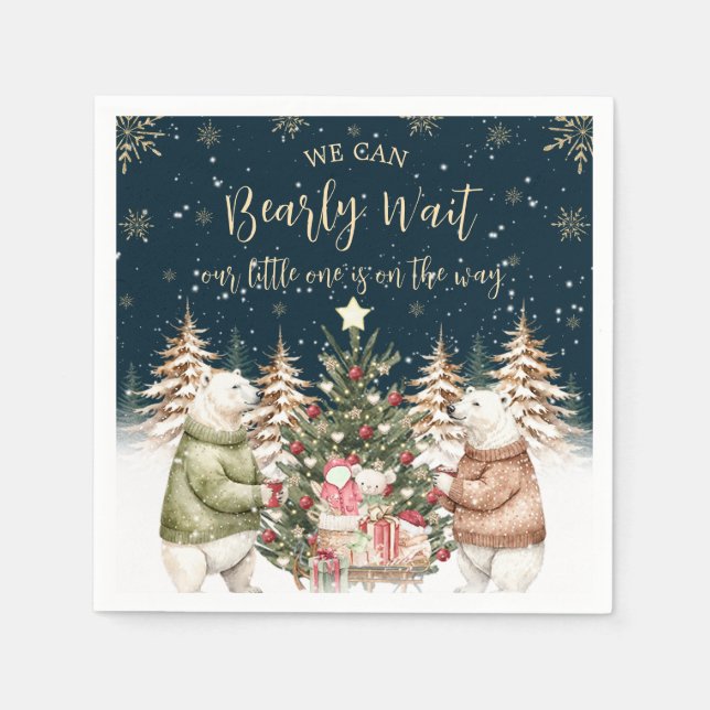 Winter Polar Bear Snowflake Babydusche Serviette (Vorderseite)