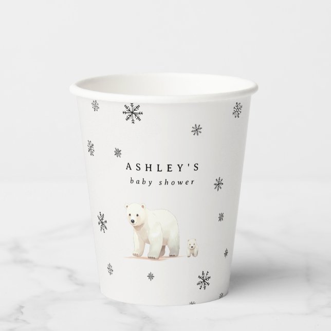Winter Polar Bears Baby Dusche Pappbecher (Vorderseite)